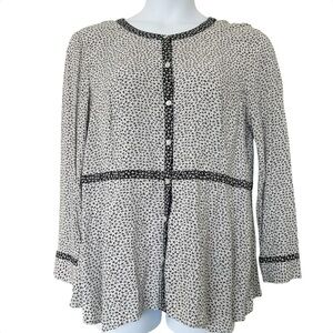 J. Jill Cream Tossed Florette Dipped-Hem Shirt ditsy floral size XL tunic button